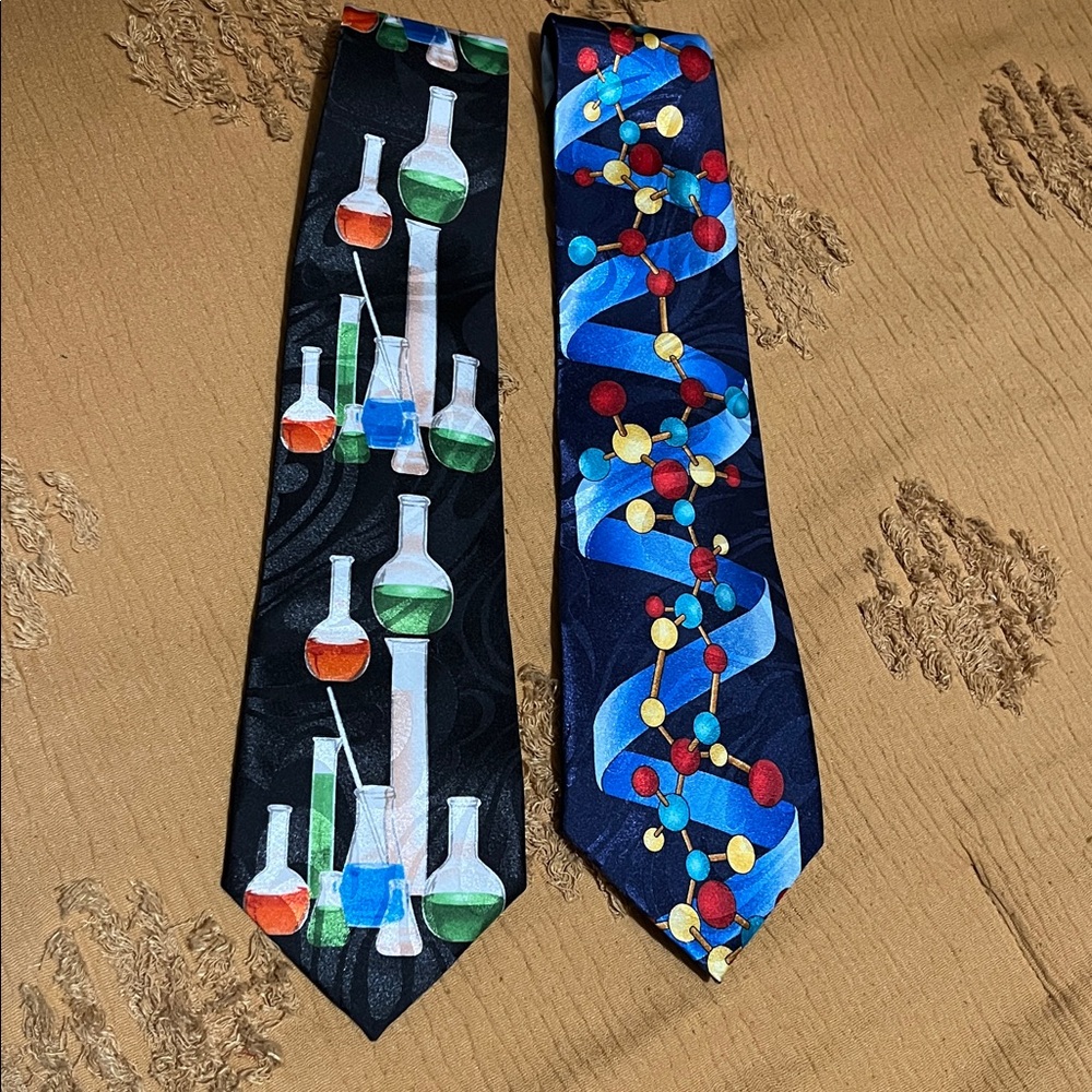 Science Teacher Professor Novelty Ties Steven Harris Chemistry Space- lot of two